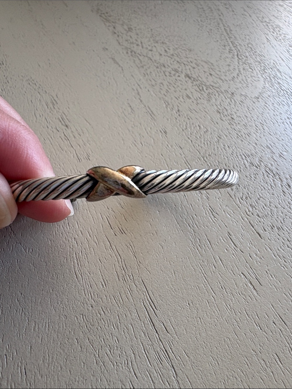 David Yurman Silver Cable Bracelet with Gold Accent